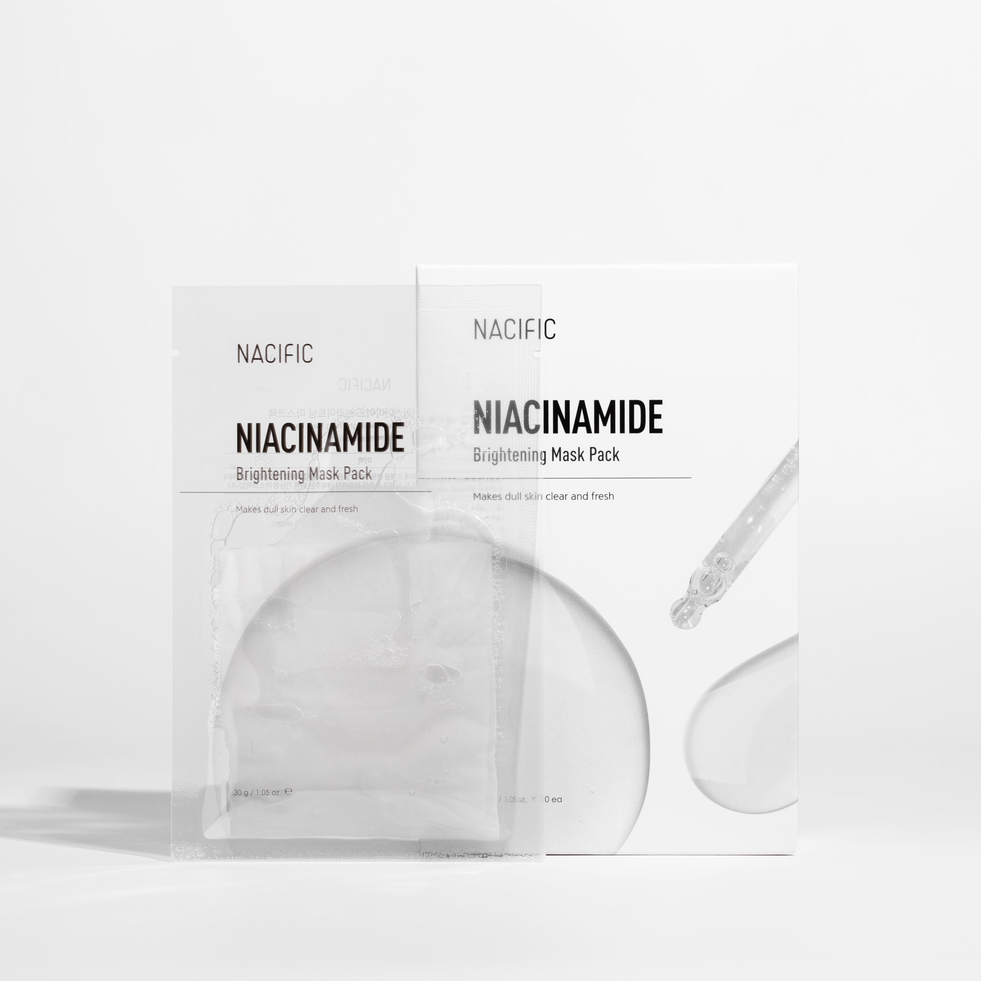 Niacinamide face mask packaging on a white background