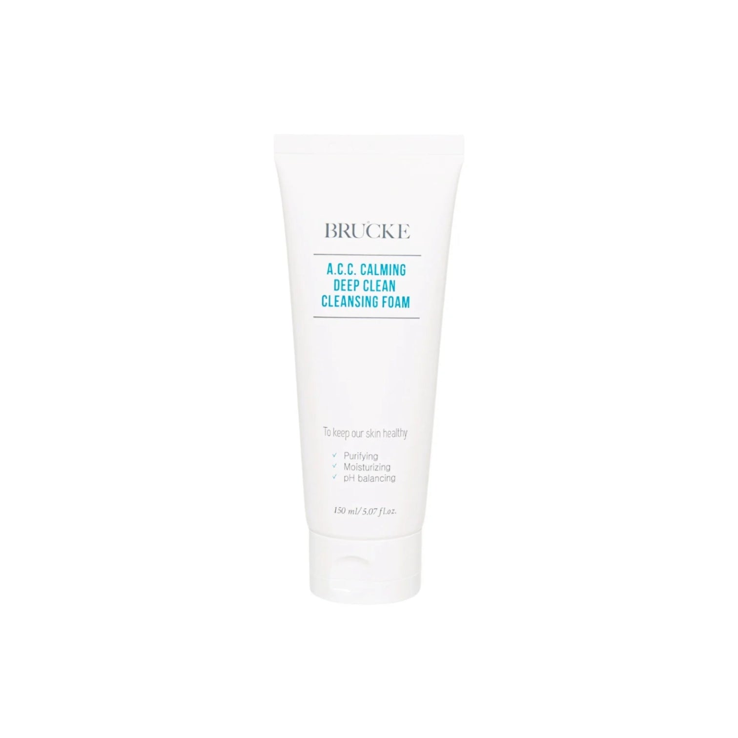 Brucke A.C.C. Calming Deep Clean Cleansing Foam tube on a white background