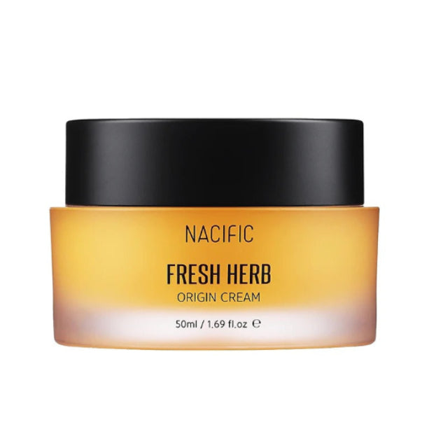 Nacific Fresh Herb Origin Cream jar with black lid on a white background